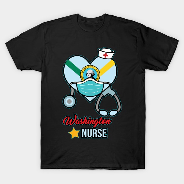 Washington Nurse - Love RN LPN CNA State Nursing Gift T-Shirt by ScottsRed